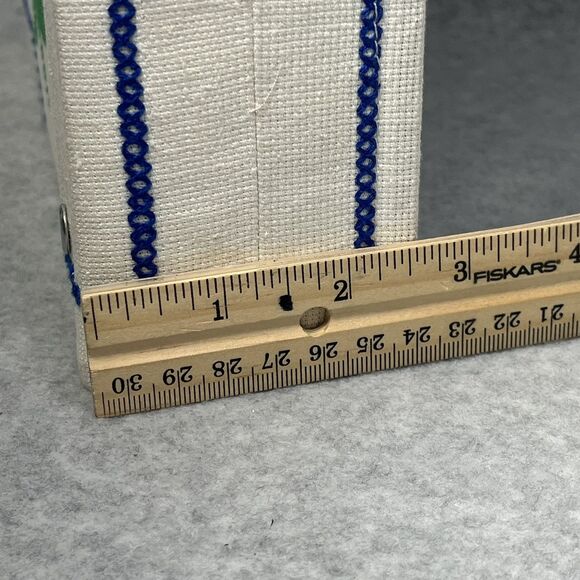 Handcrafted Greeting Card Keeper Binder Fabric Cross Stitch Pansies Organizer - Picture 9 of 16